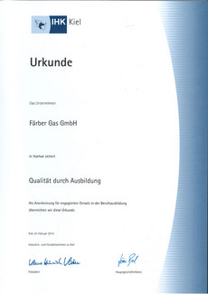 Faerbergas Ausbildung IHK-Zertifikat 2014